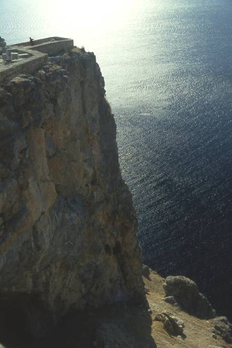 a cliff at the Lindos Acropolis